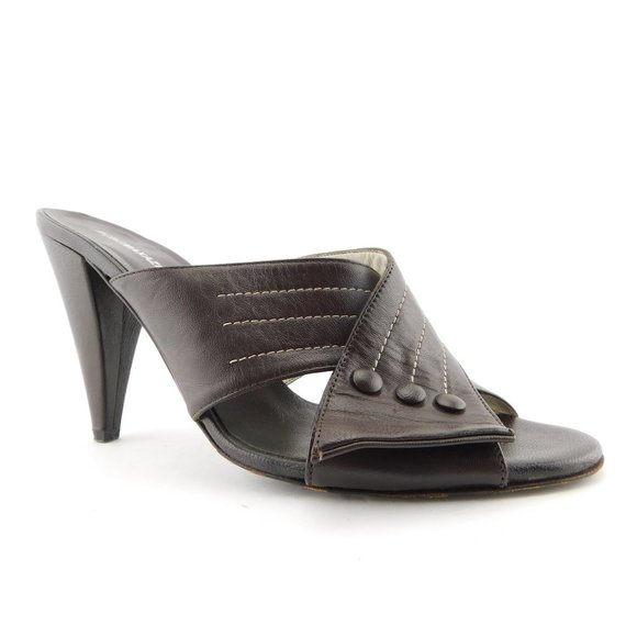 BCBG MAXAZRIA Brown Crisscross Slide Sandals 8.5 - Picture 1 of 8